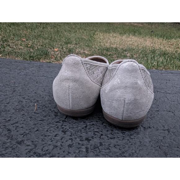 Gabor Women's Silver Metallic Ballet Flats Sz 8.5 Hole Punch Comfort Casual - Picture 6 of 8